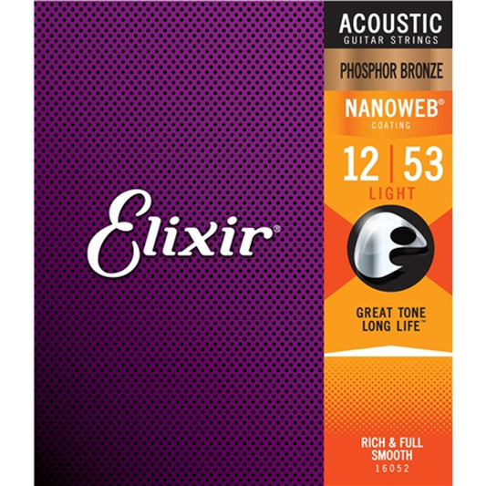 Elixir Nanoweb Phosphor Bronze Acoustic String Set - 12-53 - Light