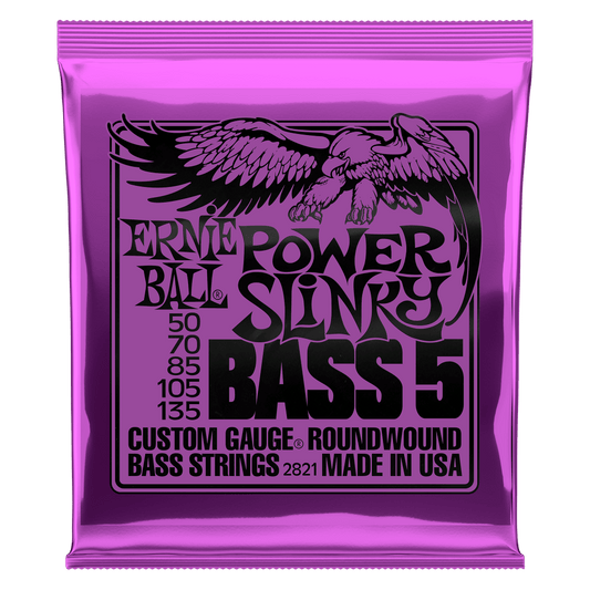 Ernie Ball Power Slinky 5-String Nickel Wound Electric Bass Strings, 50-130 Gauge