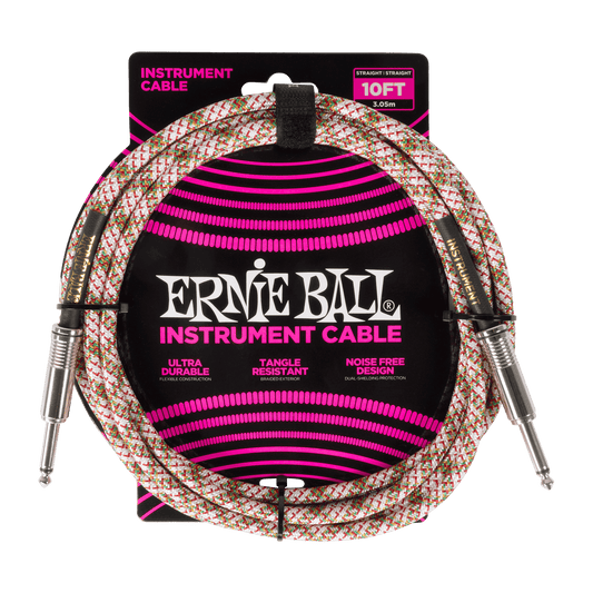 Ernie Ball 10ft Braided Straight / Straight Instrument Cable - (Emerald Argyle)