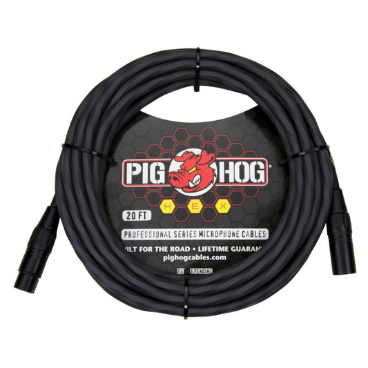 Pig Hog Hex Series Mic Cable, 20ft – Grey