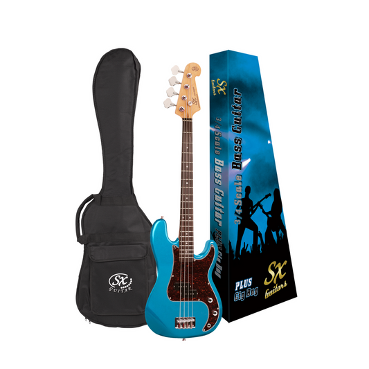 SX 3/4 Size Bass Guitar w/ Gig Bag – Lake Placid Blue