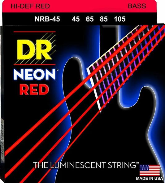 DR Strings 'Neon' RED Bass 4-String Set - 45-105