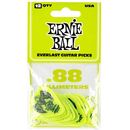 Ernie Ball 0.88 mm Everlast Picks 12 Pack - Green