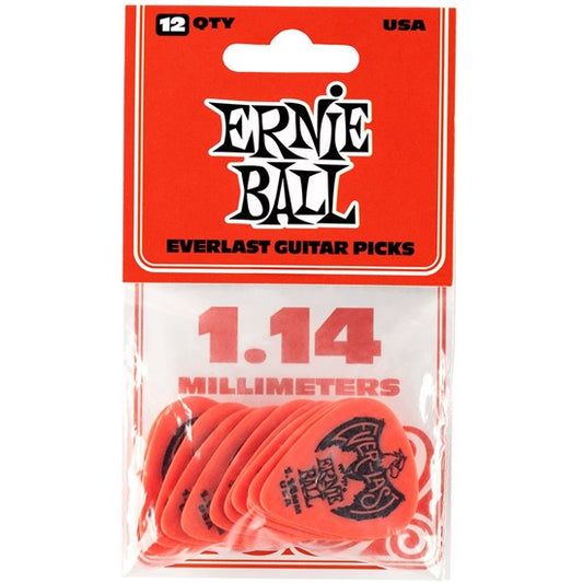 Ernie Ball 1.14 mm Everlast Picks 12 Pack - Red