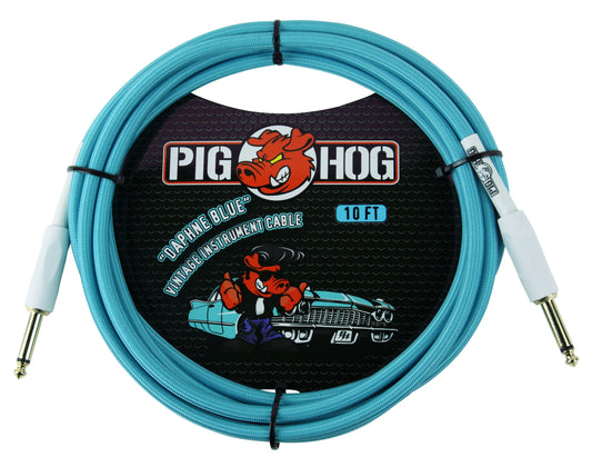 Pig Hog 10ft Instrument Cable (Straight angle) - Daphne Blue