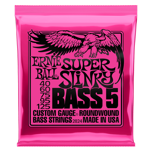 Ernie Ball Super Slinky 5-String Nickel Wound Electric Bass Strings, 45-100 Gauge