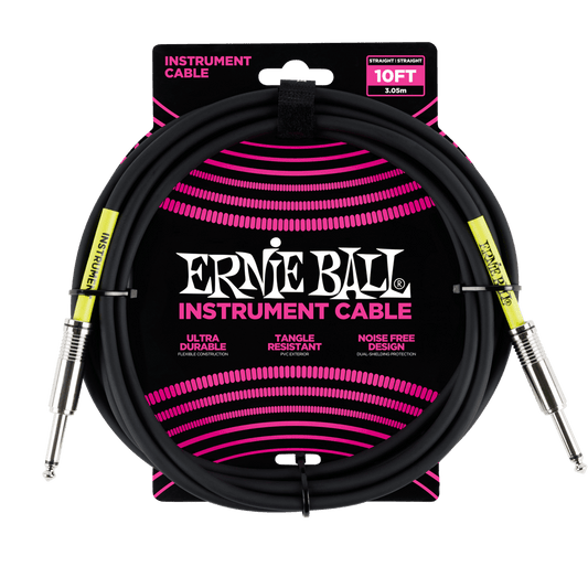Ernie Ball 10ft Straight/ Straight Instrument Cable - Black
