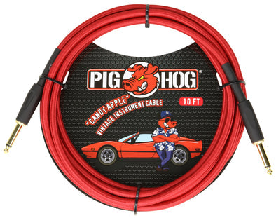 Pig Hog 10ft Instrument Cable (Straight angle) - Candy Apple