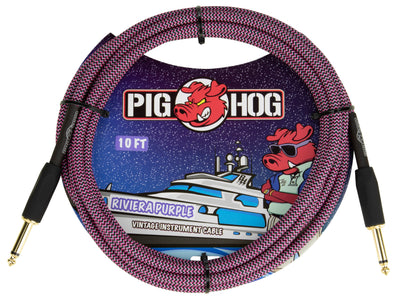 Pig Hog 10ft Instrument Cable (Straight angle) - Riviera Purple