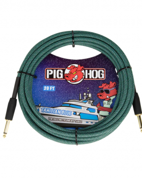 Pig Hog 20ft Instrument Cable (Straight angle) - Tahitian Blue