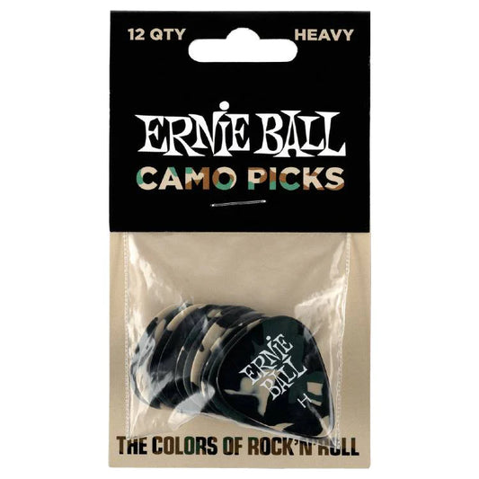 Ernie Ball Heavy Camouflage Cellulose Picks 12 Piece Bag